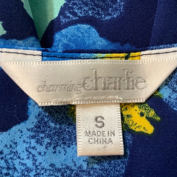 Charming Charlie dress women size Small sleeveless blue floral print . - Picture 5 of 11